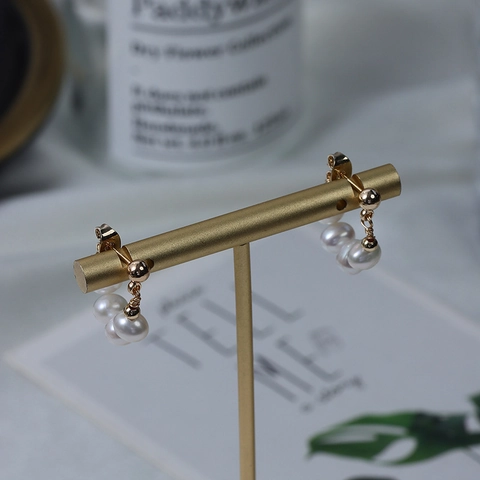 Eleganti Orecchini a Bottone con Perla d'Acqua Dolce Perno in Argento Sterling 925 Versatili Gioielli da Donna per Matrimonio Banchetto