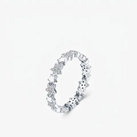 925 Sterlingsilber Stern Ring Funkelnde Zirkonia Stapelbare Ewigkeit Band Für Frauen Mode Schmuck Geschenk
