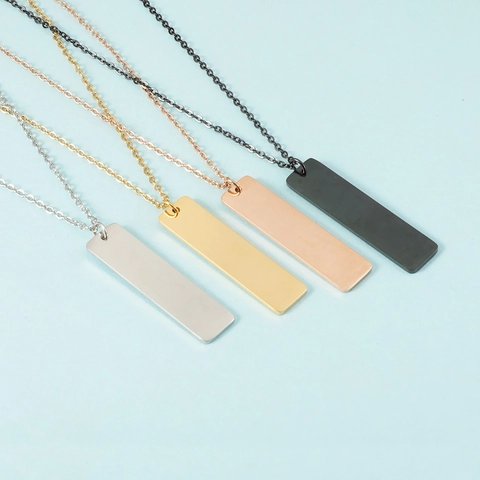 Collar Con Colgante De Barra Vertical Minimalista Acero Inoxidable 304 Pulido Espejo Joyería Geométrica Unisex