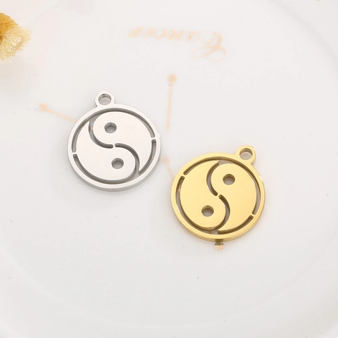 Colgantes De Yin Yang Tai Chi De Acero Inoxidable Dijes Redondos Huecos Para Accesorios De Creación De Joyas DIY