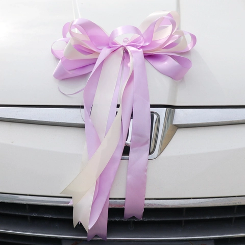 Large Satin Ribbon Bow Decoration For Wedding Car Party Event Multi Layer Tassel Ornament Romantic Elegant Accessory