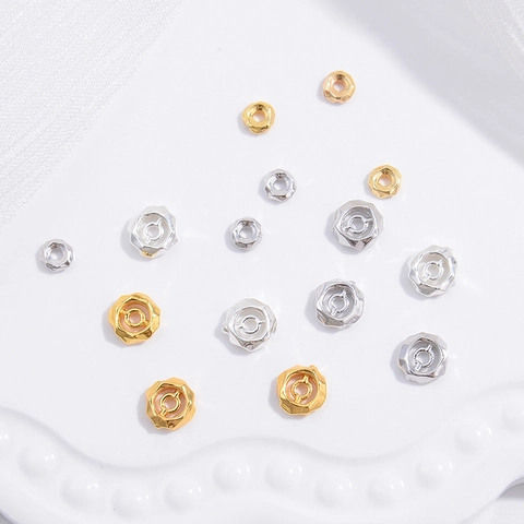 Perle Distanziatrici Sfaccettate Irregolari Argento Sterling 925 Perle Sciolte Esagonali Per Creazione Di Gioielli Fai Da Te