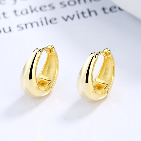 Boucles D'oreilles Créoles Larme Argent Sterling 925 Minimaliste Poli Miroir Style Goutte D'eau Pour Femmes