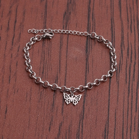 Pulsera Con Colgante De Mariposa Acero Inoxidable Mariposa Hueca Cadena De Extensión Ajustable Joyería De Moda Minimalista Para Mujeres