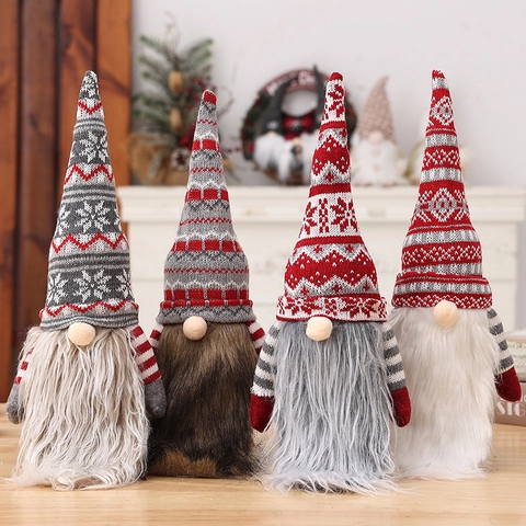 Christmas Gnome Wine Bottle Covers Knitted Faceless Doll Tomte Swedish Holiday Table Decor Long Beard Handmade Party Gift