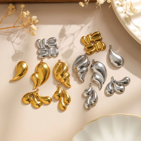 Ciondoli Pendenti DIY Acciaio Inossidabile 304 Goccia D'acqua Geometrica Nuvola Forme Conchiglia Creazione Gioielli Accessori Minimalisti