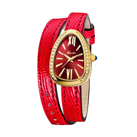 Reloj de Cuarzo para Mujer Vintage Cabeza de Serpiente Con Correa de Cuero Genuino Envolvente Reloj de Moda de Lujo con Diamantes Regalo