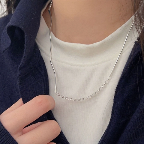 Collana In Argento Sterling 925 Minimalista Barra Ondulata Irregolare Catena Geometrica Gioielli Eleganti Per Donna