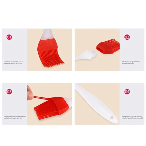 Pincel De Silicona Con Mango De Plástico PP Resistente Al Calor Desmontable Brocha De Aceite Para Barbacoa Horneado Cocina