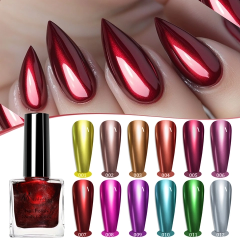 Esmalte De Uñas Metálico Efecto Espejo Secado Rápido Larga Duración Brillo Cromo Manicura DIY Belleza