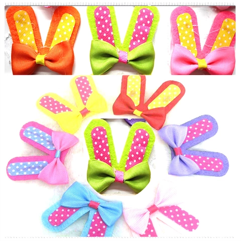 Rabbit Ears Bow DIY Accessories Felt Ribbon Polka Dot Print Colorful Kids Headwear Doll Decoration Crafting Materials