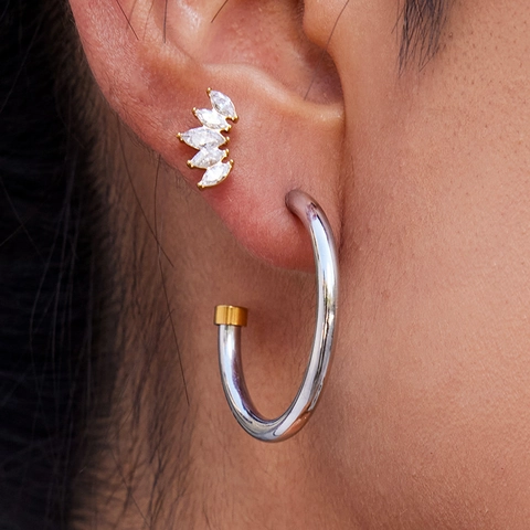 Minimalistische C-Form Creolen Zweifarbig Gold Silber Edelstahl Wasserdicht Hypoallergen Schmuck Für Damen