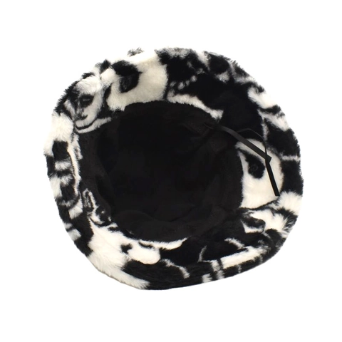Cappello Alla Pescatora Invernale Caldo In Finta Pelliccia Di Coniglio Con Motivo Panda Peluche Morbido Unisex