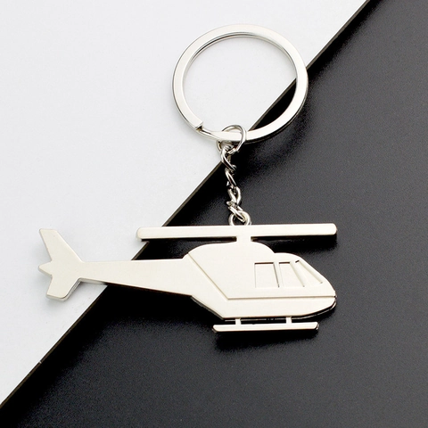 Zinklegierung Hubschrauber Schlüsselanhänger Metall Flugzeug Schlüsselring Kreatives Luftfahrt Souvenir Geschenk Für Herren Damen Silber
