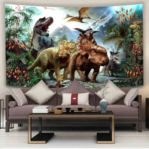 Arazzo Dinosauro Da Parete Poliestere Paesaggio Mondo Preistorico Per Decorazione Camera Da Letto Soggiorno