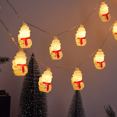 Christmas LED String Lights Santa Claus Snowman Fairy Lights For Xmas Tree Decoration Indoor Holiday Home Party Ornaments