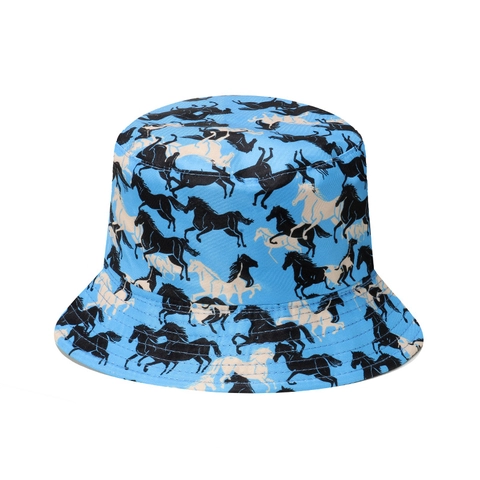Reversible Bucket Hat Polyester Printed Animal Horse Unicorn Flamingo Tropical Floral Sun Protection Outdoor Travel Unisex