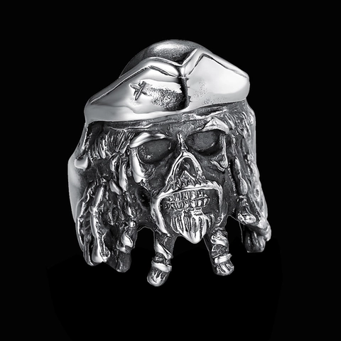 Bague Crâne Pirate Acier Inoxydable Argent Rétro Style Punk Gothique Viking Bijoux Pour Hommes