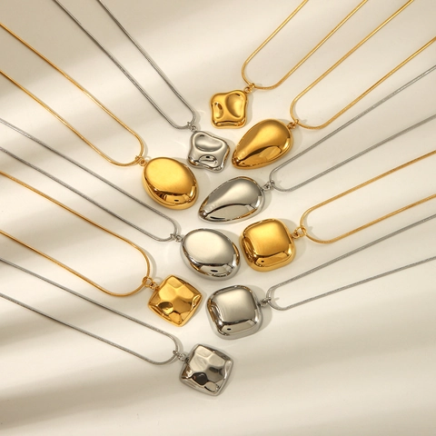 Minimalist Stainless Steel Geometric Necklace For Women Men Gold Silver PVD Plated Snake Bone Chain Pendant Jewelry Gift