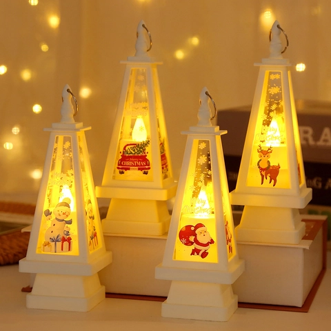 Weihnachts LED Laterne Weiß Pyramide Warmes Licht Hängendes Nachtlicht Weihnachtsmann Schneemann Rentier LKW Tischornament
