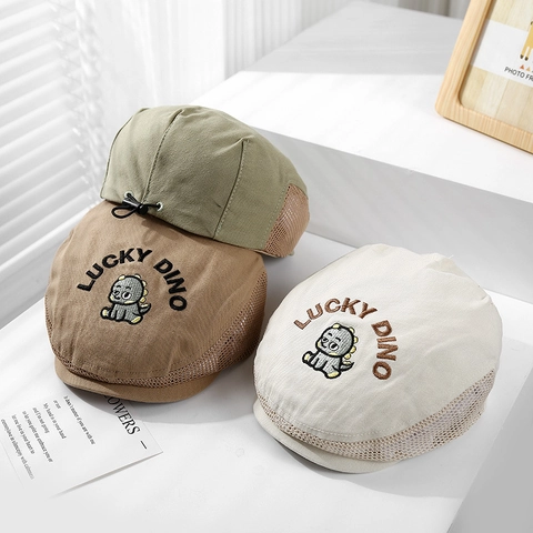 Kinderen Baret Dino Borduurwerk Ademend Mesh Pet Zomer Zonbescherming Voor Peuter Jongens Meisjes