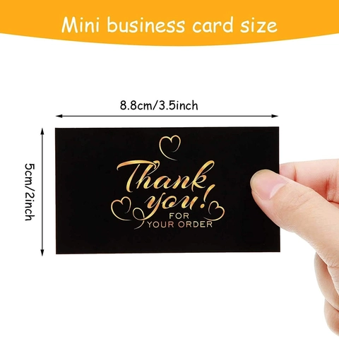 Biglietti Di Ringraziamento Carta Laminata Lucida Foglia D'oro Supporto Piccola Impresa Ordine Confezione Elegante