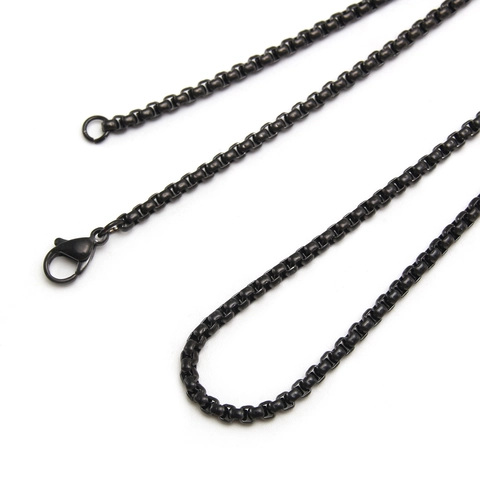 Schwarze Edelstahl Box Kette Halskette Polierte Quadratische Glieder Schmuck Für Herren Und Damen Hip Hop Schlüsselbeinkette