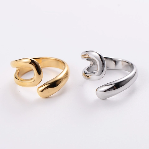 Anillo Abierto Infinito Acero Inoxidable 304 Línea Geométrica Retorcida Ajustable Minimalista Chic Joyas Dedo Mujer Hombre