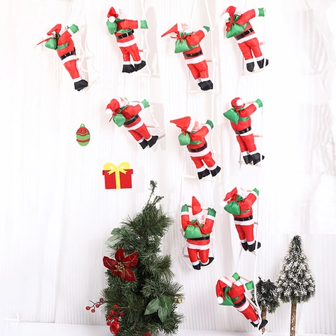 Babbo Natale Che Si Arrampica Sulla Scala Decorazione Natalizia Pendente Tessuto Poliestere Arredo Festivo Casa