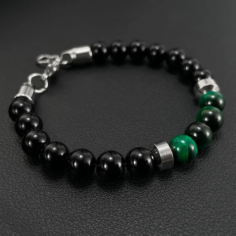 Pulsera De Cuentas Para Hombre Ojo De Tigre Natural Berilo Acero Inoxidable Hecho A Mano Joyería De Moda Regalo