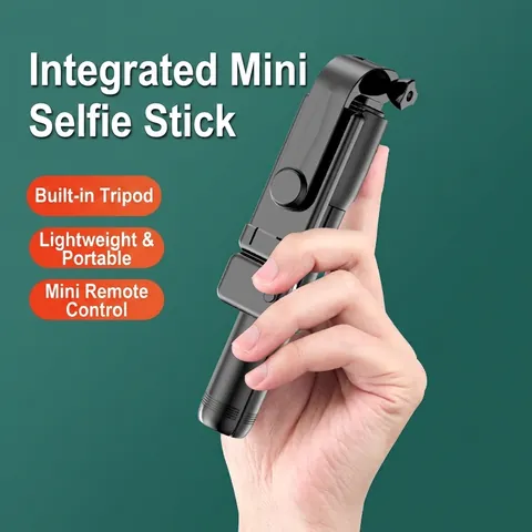Trípode de Palo Selfie Bluetooth Integrado Con Luz de Relleno LED Acero Inoxidable Plegable Soporte para Teléfono Inteligente Portátil Control Remoto Accesorio de Fotografía