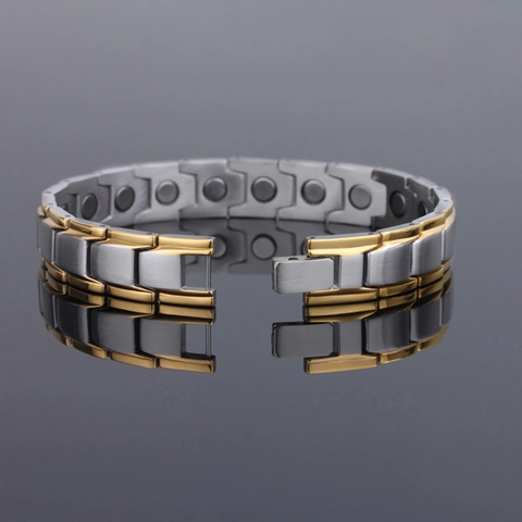 Men Stainless Steel Bracelet With Magnetic Stones Therapy Business Link Chain Minimalist Hip Hop Jewelry Gift