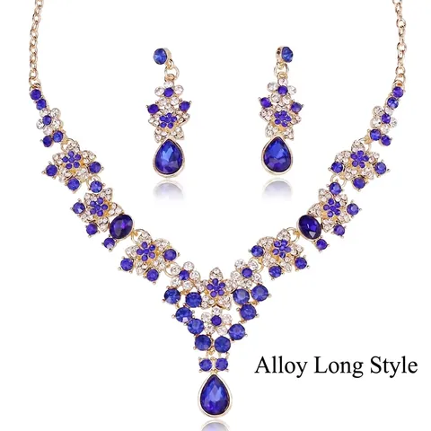 Luxus Brautschmuck Blumen Wassertropfen Anhänger Halskette Und Ohrringe Ohrringstecker Legierung Strass Hochzeit Party