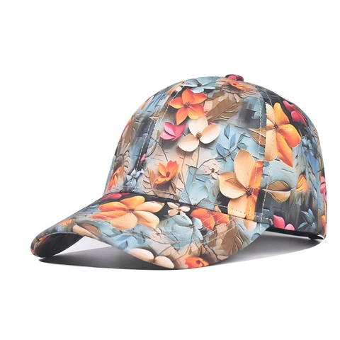 Vintage Floral Print Baseball Cap Adjustable Metal Buckle Sun Protection Outdoor Artistic Casual Sports Hat For Women