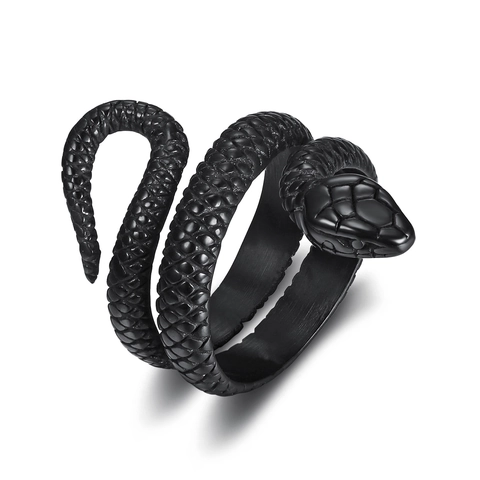 Bague Serpent Acier Inoxydable 316L Poli Texture Animale Enveloppante Style Punk Gothique Bijoux Hommes Unisexe