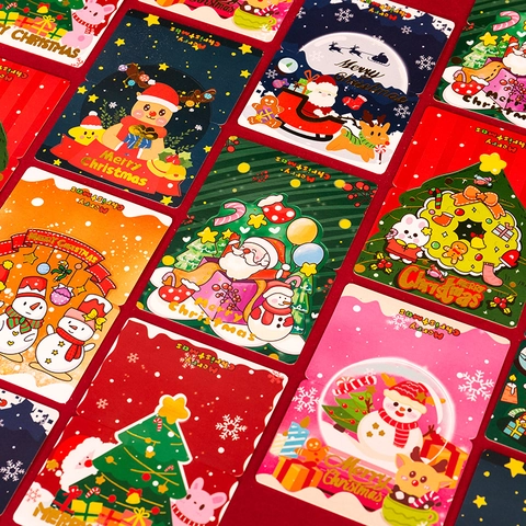 Christmas Greeting Cards Cartoon Bronzing Holiday Gift Folding Cardstock Card New Year Invitation For Party