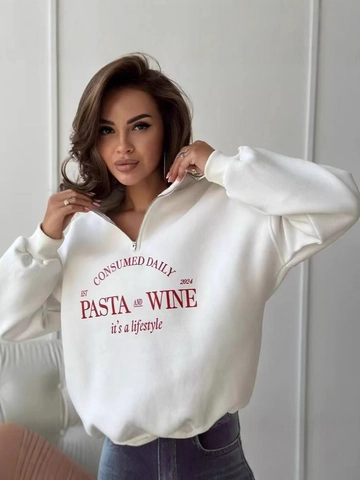 Women Half Zipper Sweatshirt Lapel Polo Neck Loose Drop Shoulder Letter Print Casual Cotton Blend Pullover Top