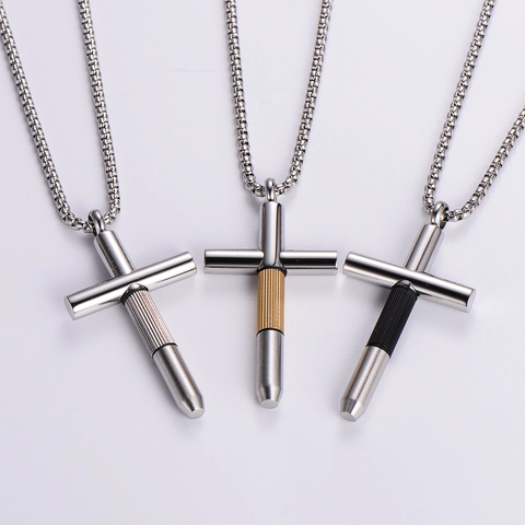 Collar Con Colgante De Cruz Para Hombre Acero Inoxidable 316L Herramienta Destornillador Desmontable Industrial Hip Hop Punk