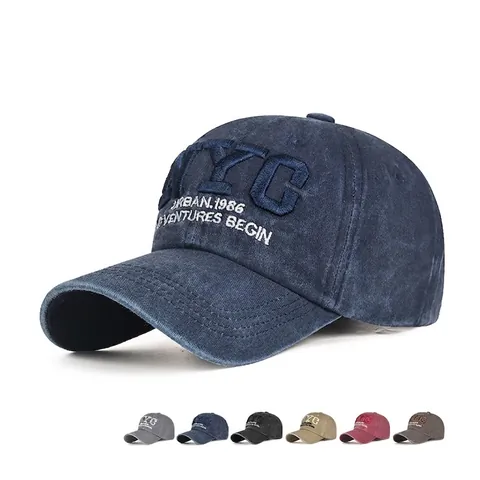 Casquette De Baseball En Coton Lavé Vintage Broderie NYC Ajustable Décontracté Chapeau De Soleil Style Streetwear Hommes Femmes