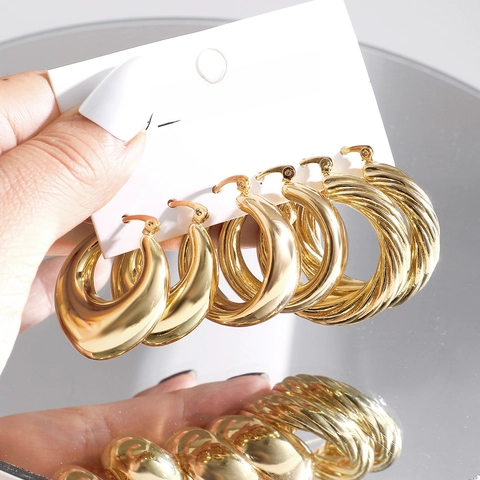 Geometrische Klobige Tropfenohrringe Vergoldete Legierung Vintage Minimalistischer Schmuck Für Damen Elegant Stilvoll