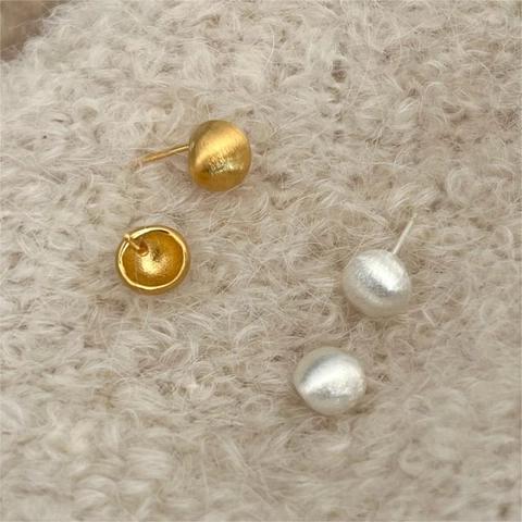 Runde Kugel Ohrstecker Mit 925 Sterling Silber Ohrstecker Gebürstetes Mattes Finish Minimalistischer Schmuck Für Damen