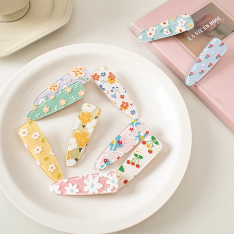 Mollette Per Capelli In Acrilico Floreali Dolci Stampa Fiori Frutta Clip Laterali Per Donne Ragazze