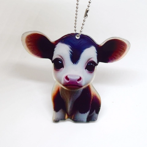 Llavero De Vaca De Las Highlands Colgante De Animal De Acrílico Decoración Colgante Con Cadena De Bolas De Metal Mochila