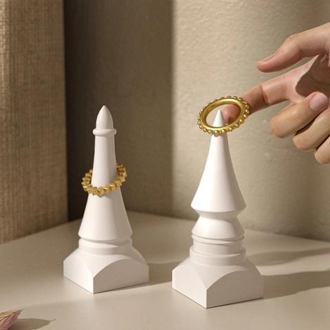 Geometric Architecture Tower Silicone Mold For Candle Making Resin Casting DIY Castle Shape Plaster Ring Holder Vintage