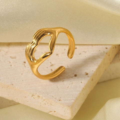 Roestvrijstalen Ring 18K Verguld Hart Handen Knuffel Ontwerp Open Verstelbaar Mode Sieraden Dames