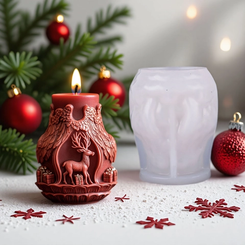 Kerst Siliconen Vorm Kerstman Rendier Vorm Voor DIY Kaarsen Maken Handgemaakte Zeep Bakken Fondant Ambacht Reliëf Stijl