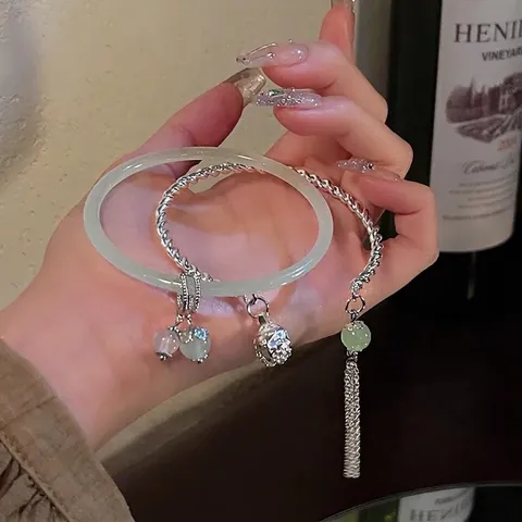 Vintage Beaded Bracelet For Women Natural Stone Faux Artificial Pearl Alloy Charms New Chinese Style Versatile Elegant Hand Jewelry