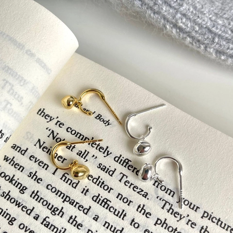 925 Sterling Silver Earrings With Water Drop Pendant Minimalist Polished Bean Heart Jewelry For Women Daily Wear