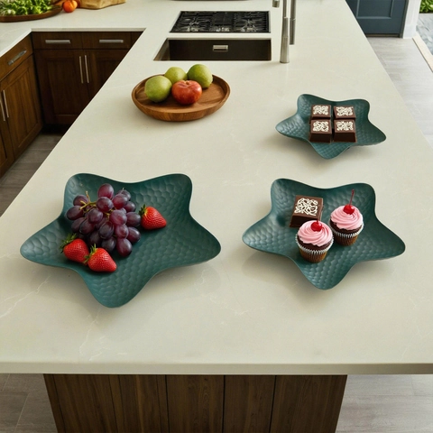 Star Shaped Decorative Tray Hammered Metal Iron Snack Dessert Fruit Server Nordic Home Living Room Luxury Ornament