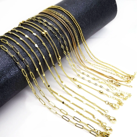 Versatile Gold Plated Copper Necklace Chain For Women Minimalist Link Box Bead Star Heart Style Choker Accessory